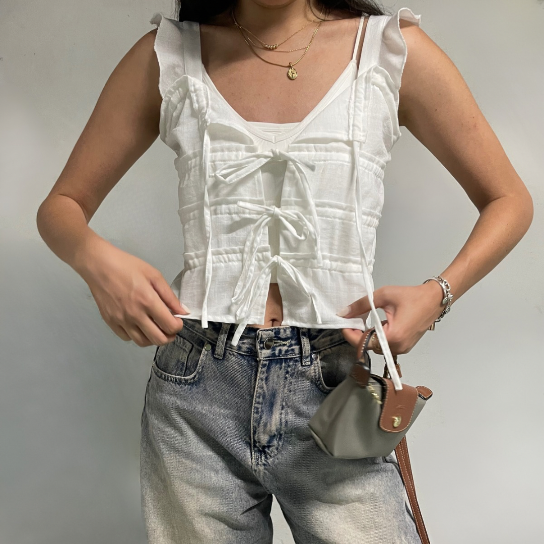 Ruffled Tie Front Top