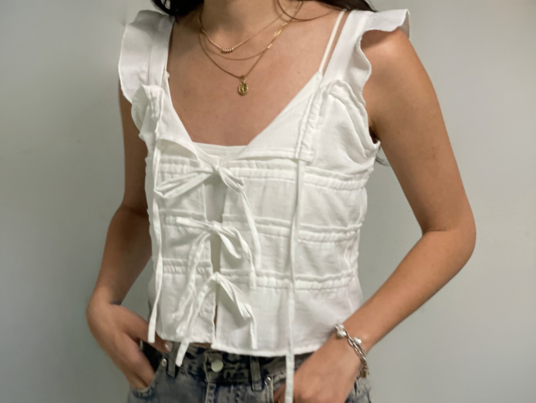 Ruffled Tie Front Top