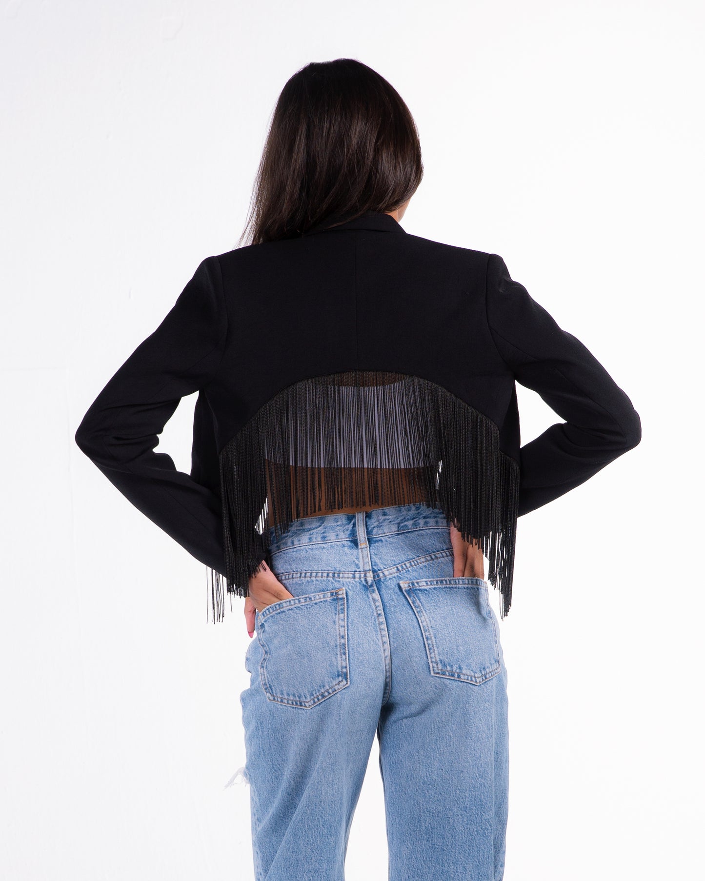 Black Blazer with Fringes