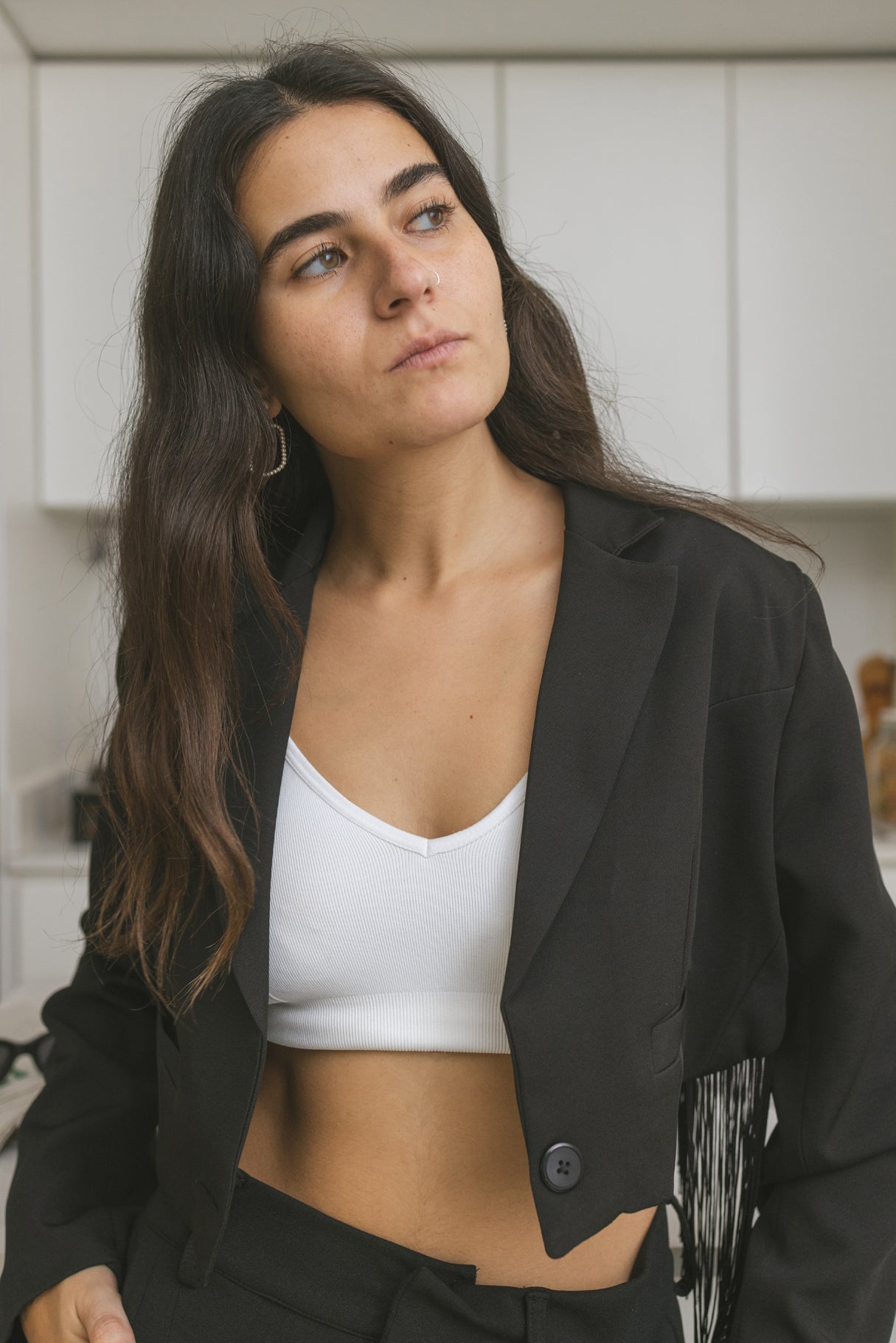 Black Blazer with Fringes