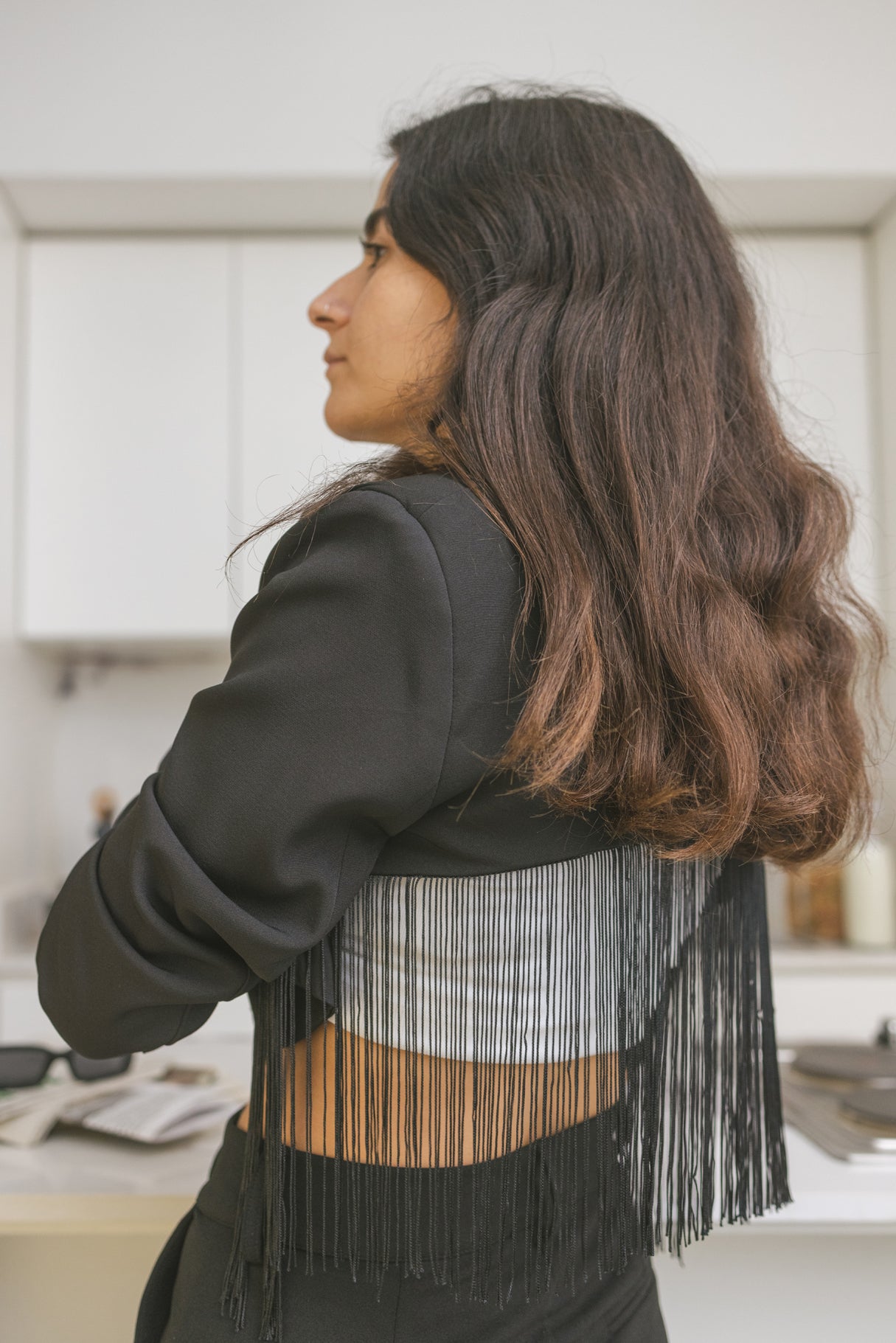 Black Blazer with Fringes