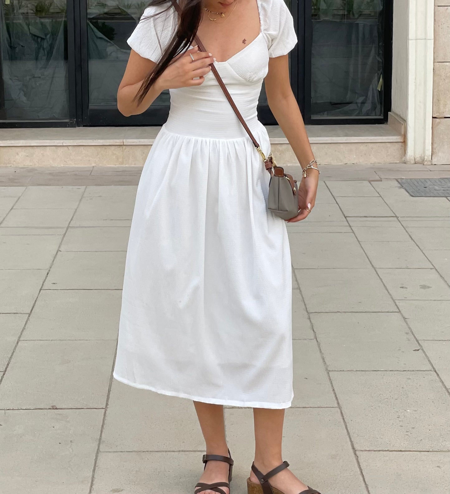 Puff Sleeve Midi Dress