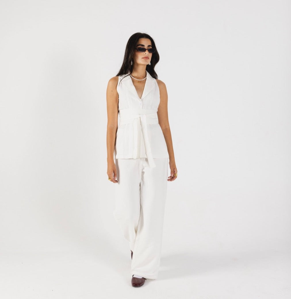 White Set Double Layered Pants