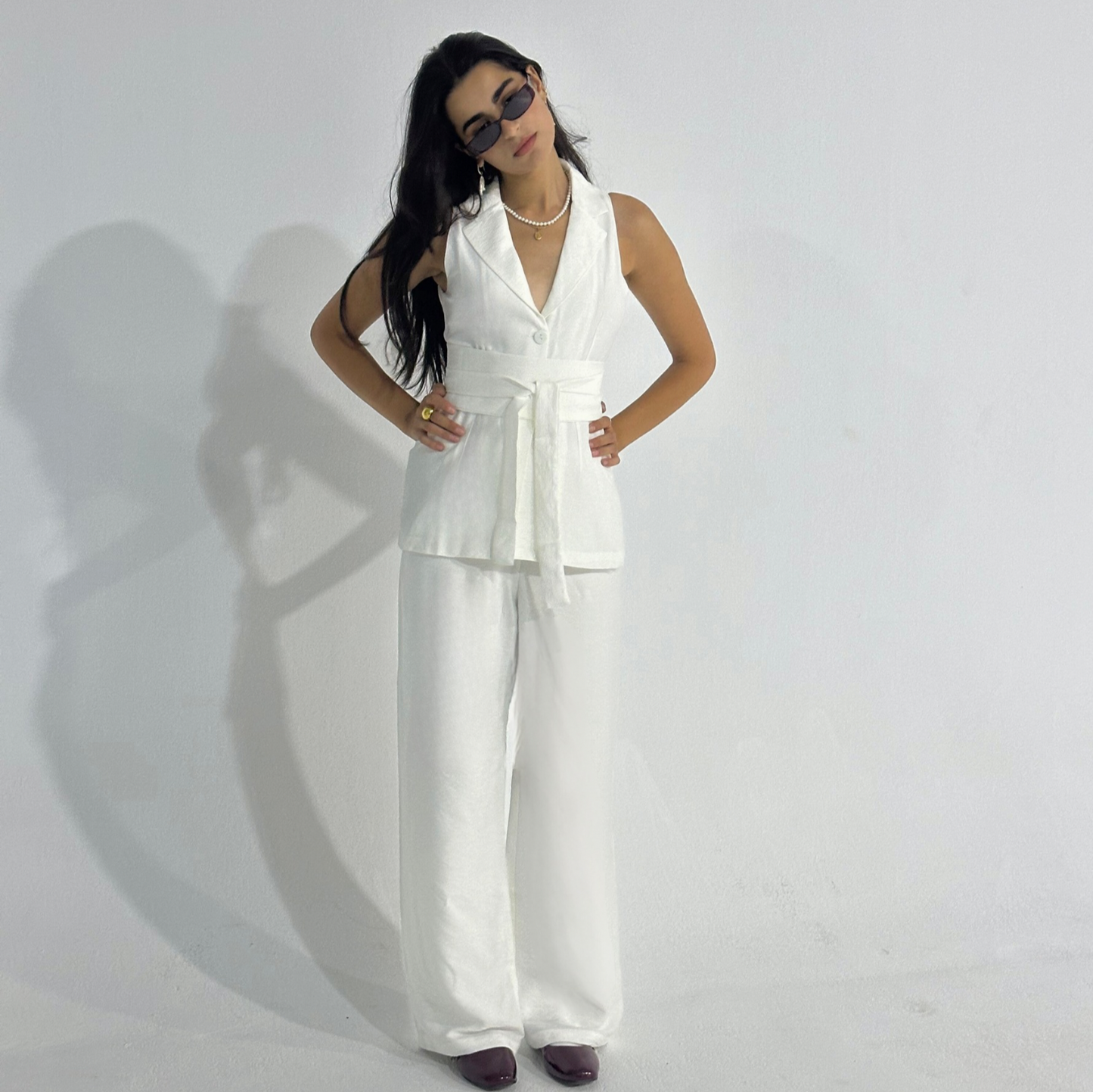 White Set Double Layered Pants