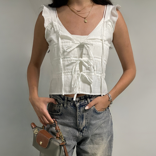 Ruffled Tie Front Top
