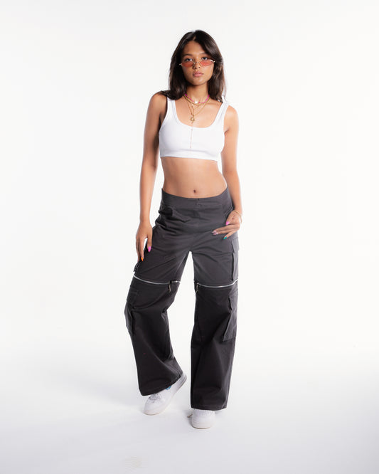 Grey Zippered Cargos pants