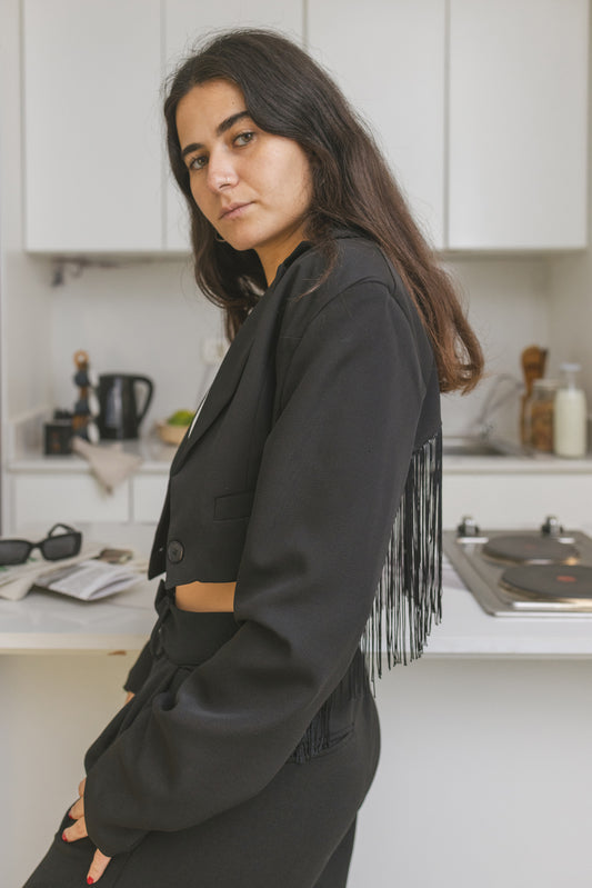 Black Blazer with Fringes